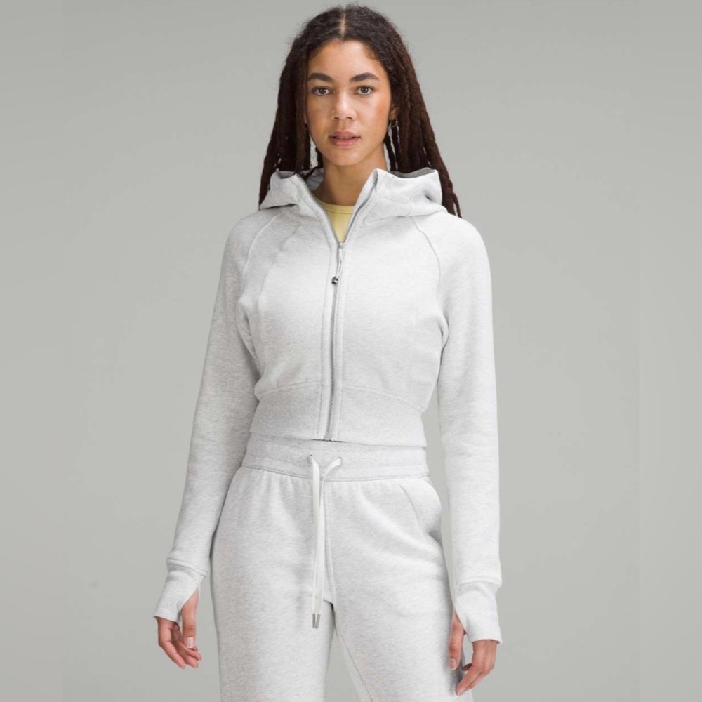 lululemon Scuba Cropped Full-Zip Hoodie Heathered Core Ultra Light Grey 6